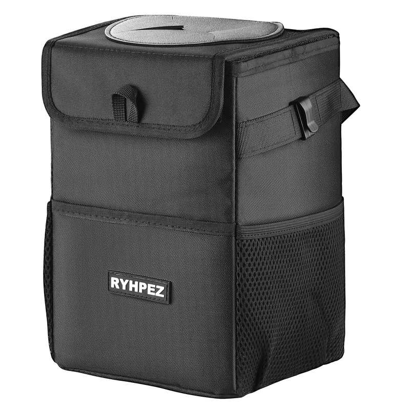 Car Trash Can w/ Lid Leakproof Collapsible Garbage Bin Organizer Road Trip8