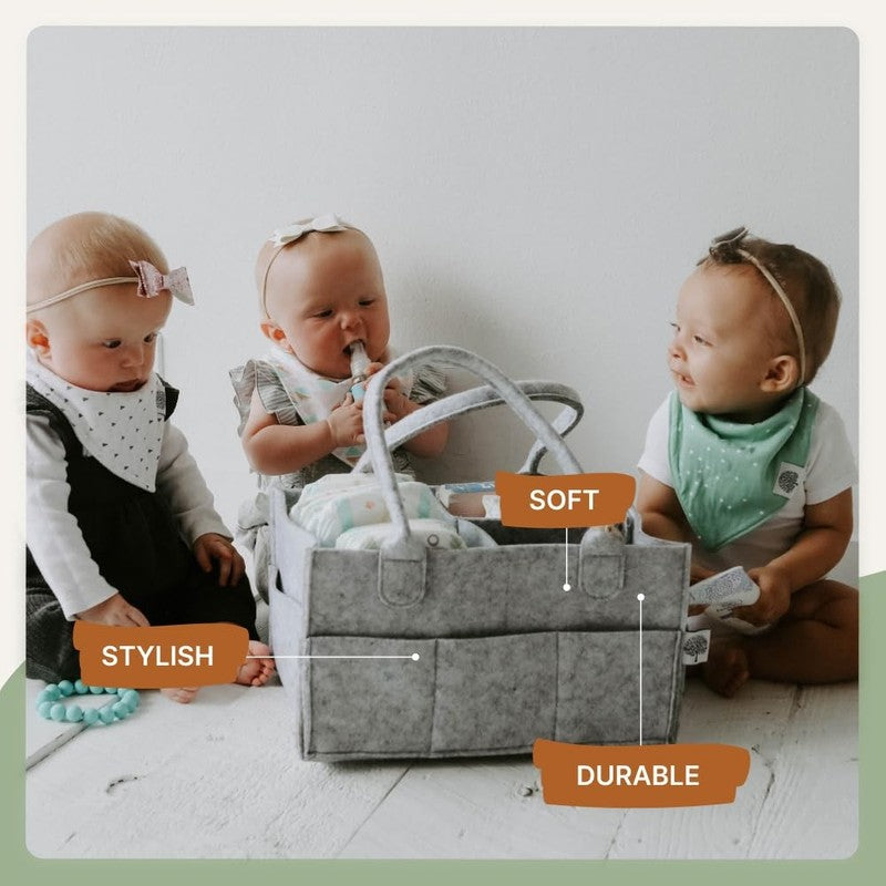 Parker Baby Diaper Caddy Nursery Storage Bin & Car Organizer Gray2