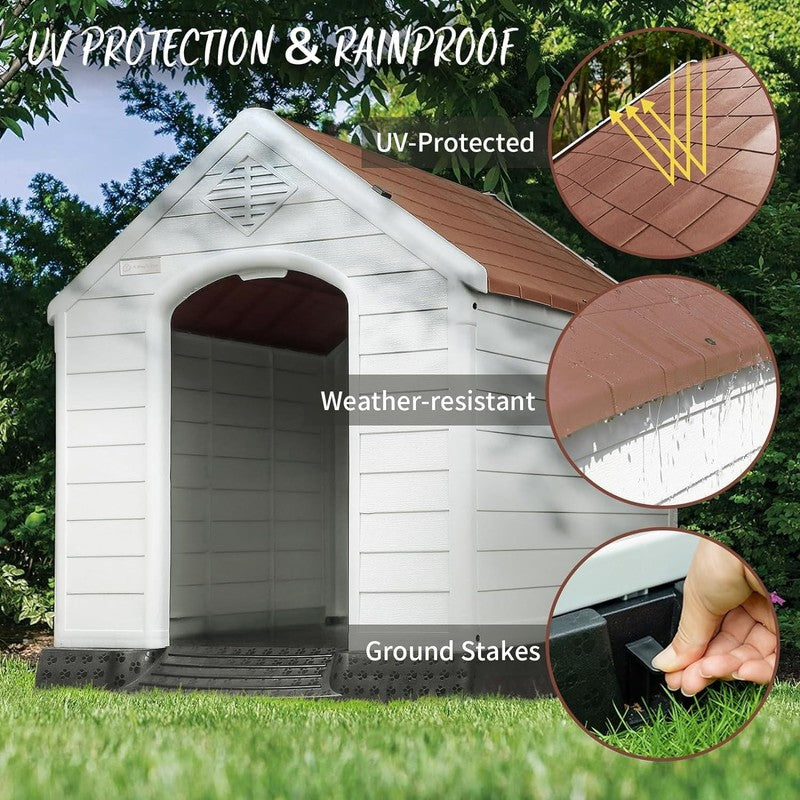Durable Waterproof Plastic Dog House for Small to Large Sized Dogs, Indoor Outdo5