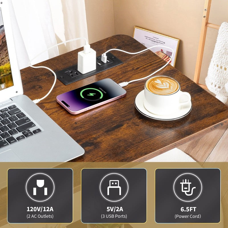 Rolling Computer Desk Stand Side Table Coffee Sofa End Cart w/ USB Charging1