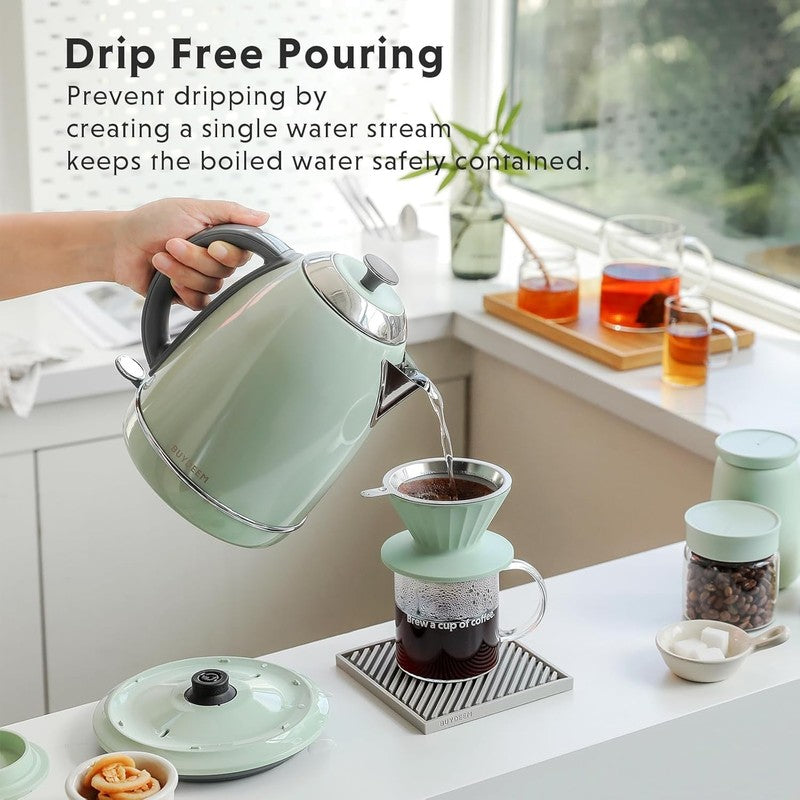 Electric Kettle 1.7L 1440W Stainless Steel Cordless Auto Shut Off Arctic Green4