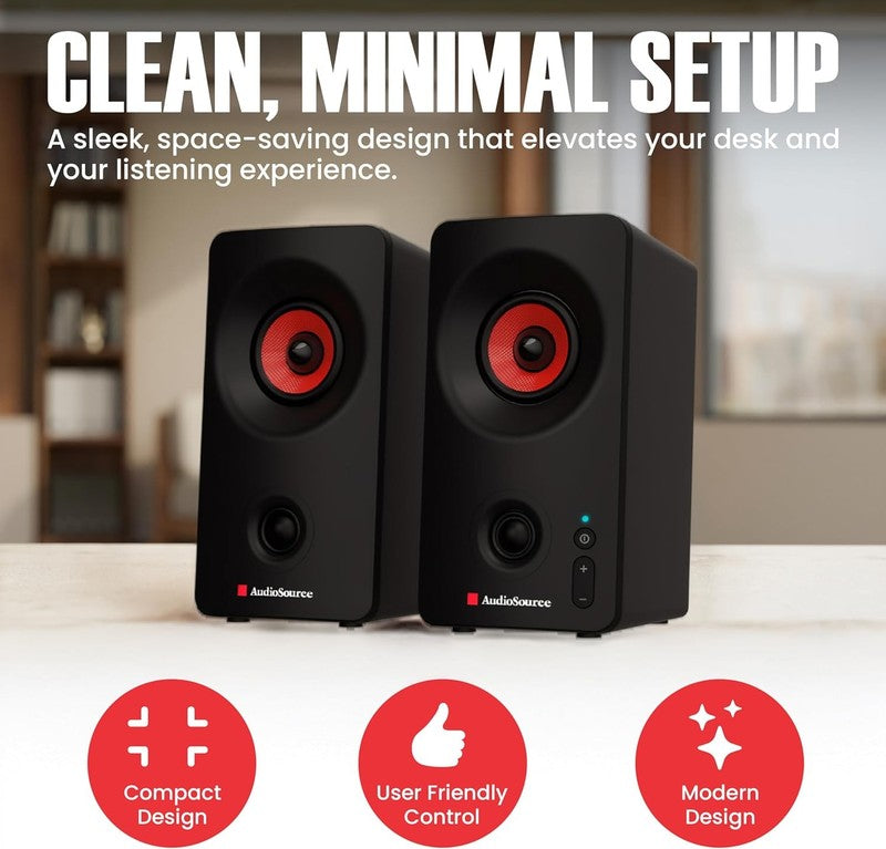 Bluetooth 5.3 PC Speakers USB C 2.0 Stereo AUX Dual Drivers Compact Black6