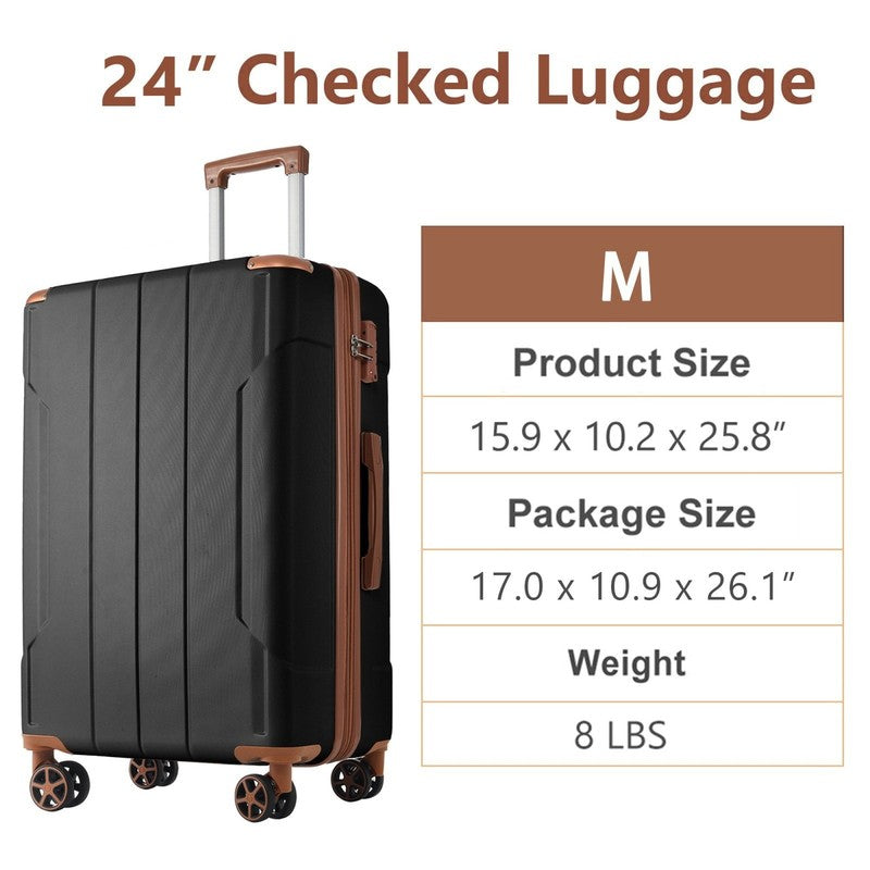 24" Checked Luggage 65L Hardshell Suitcase TSA Lock Spinner Wheels2