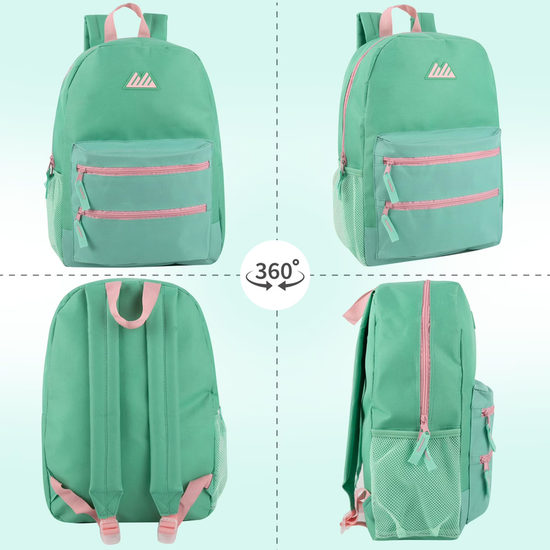 Aquamarine Mint Multipocket Backpack 17" Travel School Bag3