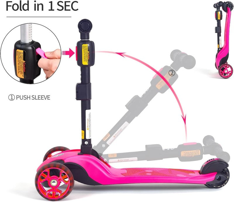 Kids 2 in 1 Folding 3 Wheel Kick Scooter Adjustable Height Safety Lock Ages 3 143