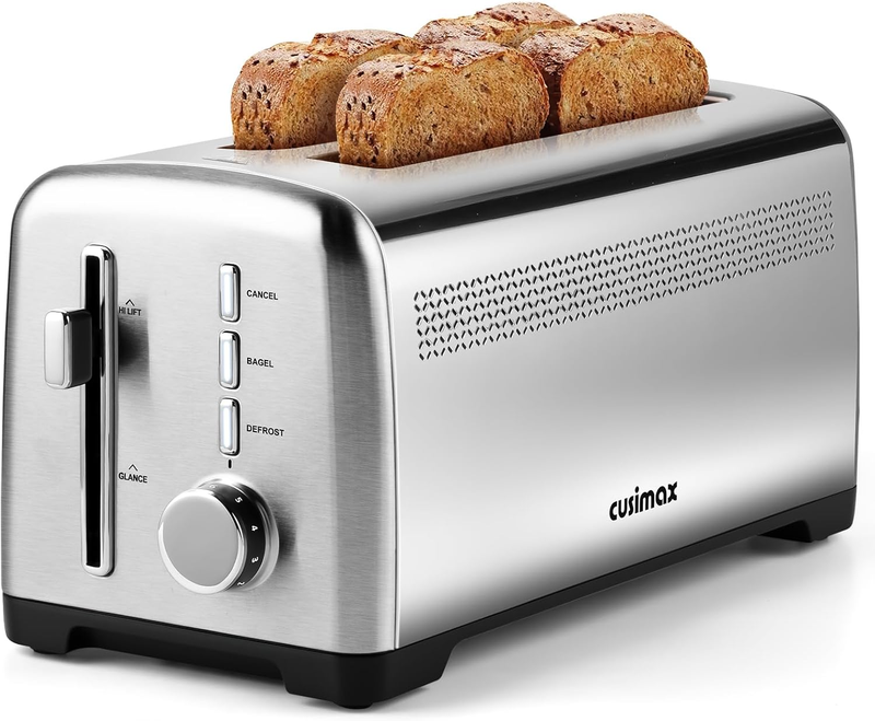 4 Slice Toaster Extra Long Slots Stainless Steel 9 Shade Settings9