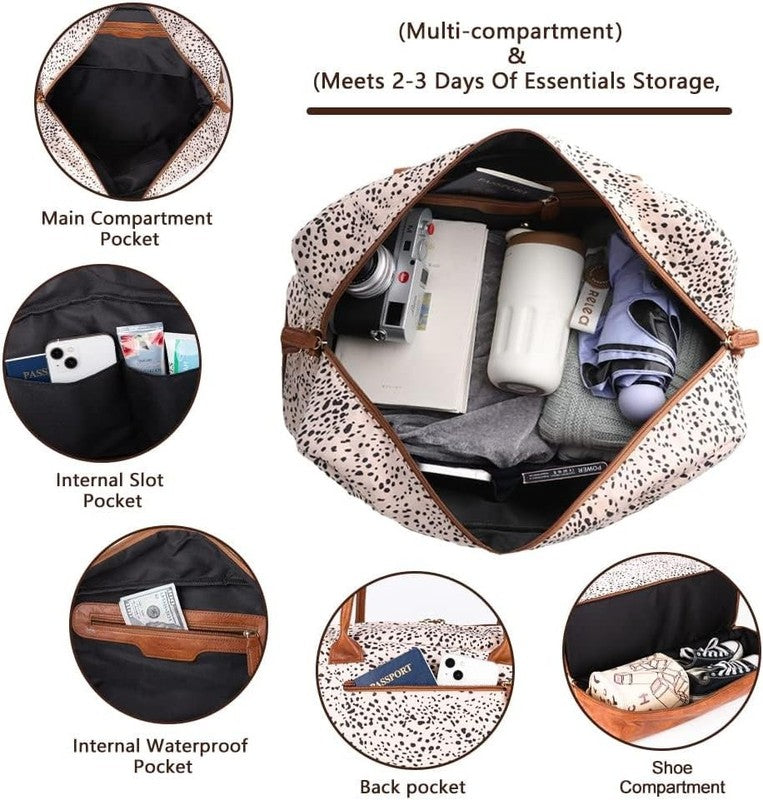 Canvas Weekender Duffle Bag Women Carry On w/ Shoe Compartment Toiletry4
