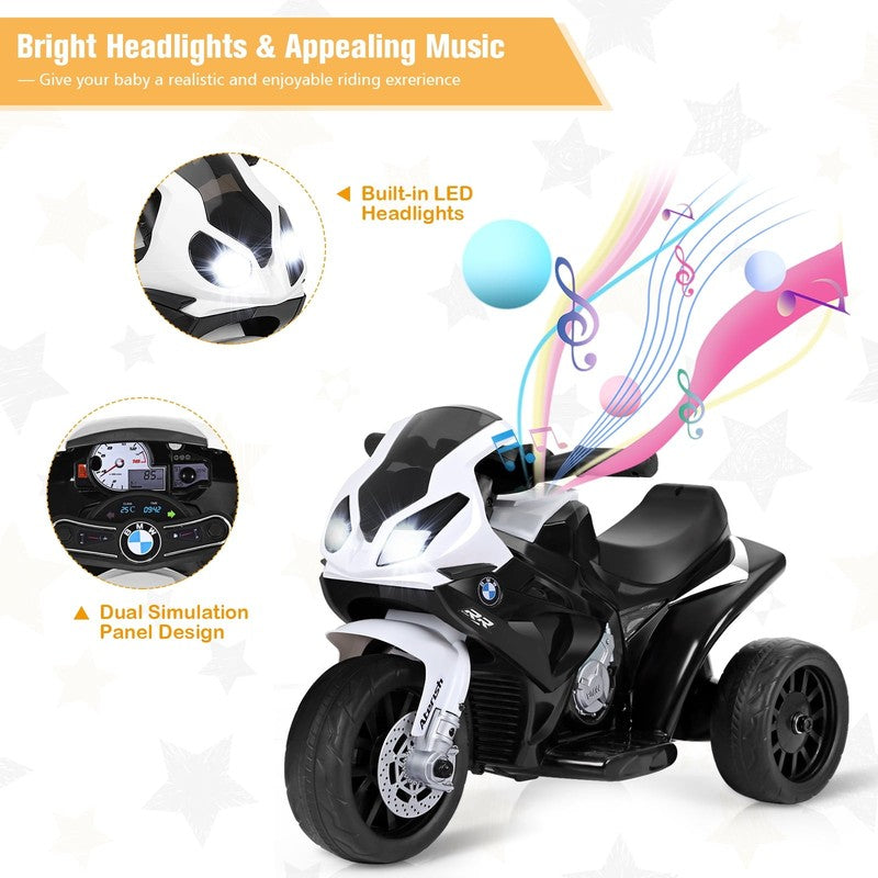 6V Kids Licensed Electric 3-Wheel Motorcycle Ride-On Black with Music & Light7