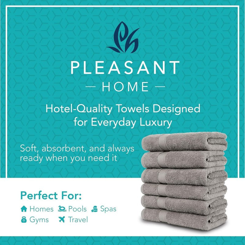 Pleasant Home Bath Towels Set of 6 (24” X 50”) 100% Cotton, 515 GSM | Lightweigh1