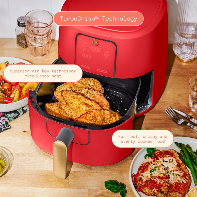 6 Qt Air Fryer w/ Turbocrisp Technology Evergood Ceramic Nonstick Tomato Red2
