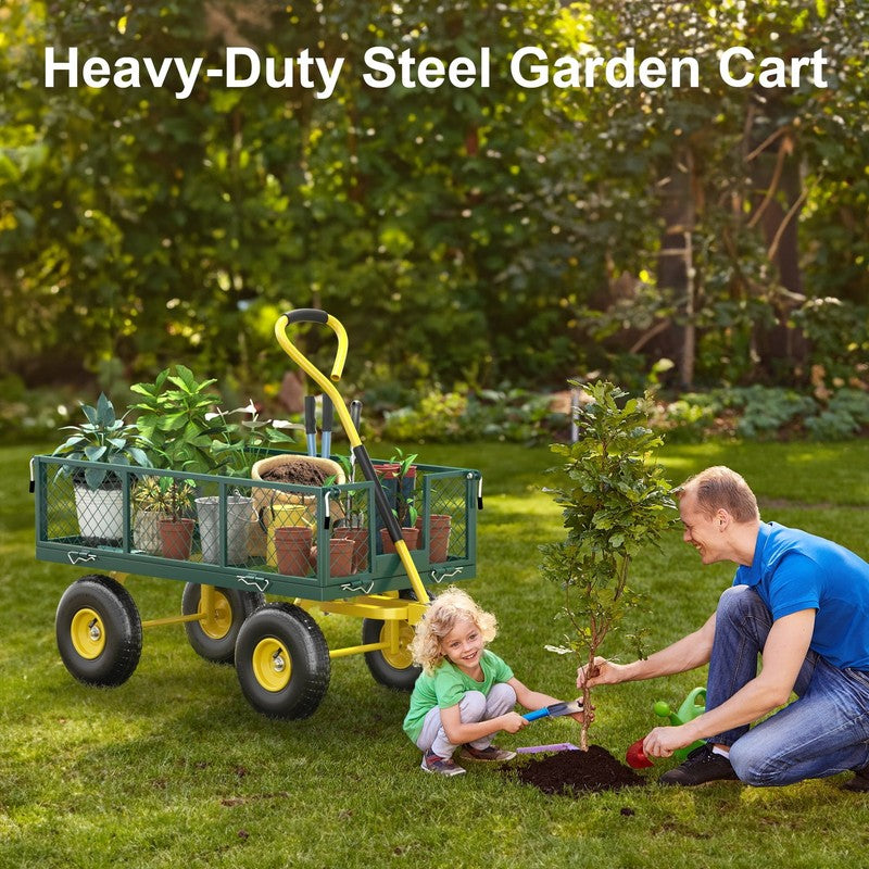 Heavy Duty Garden Cart, 900 Lbs Capacity Garden Wagon with Removable Sides, Gree5