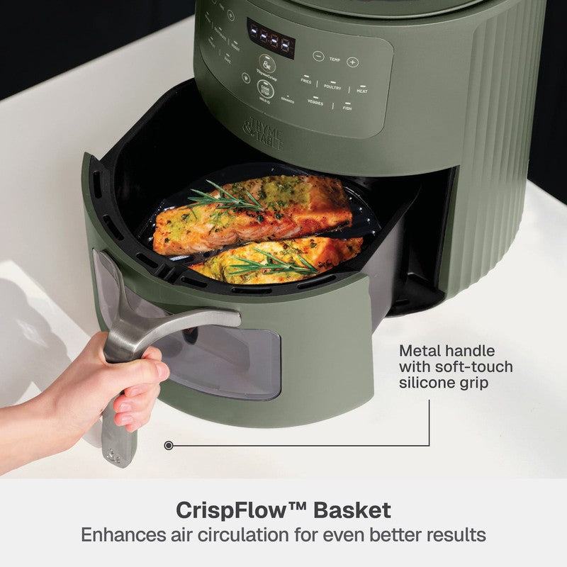 6QT Air Fryer with Thymecrisp Ceramic Nonstick Basket Dusty Moss6