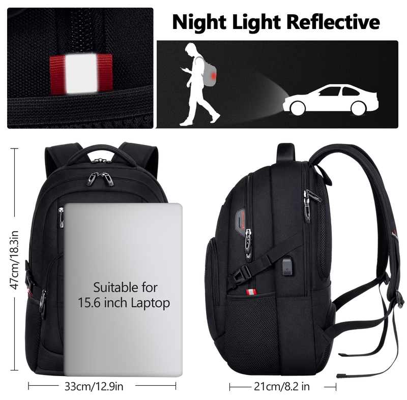 Laptop Backpack USB Charging Port Water Resistant Business Work Backpack Men3