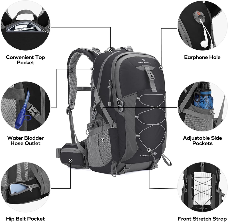 40L Waterproof Hiking Backpack Camping Travel Daypack with Rain Cover2