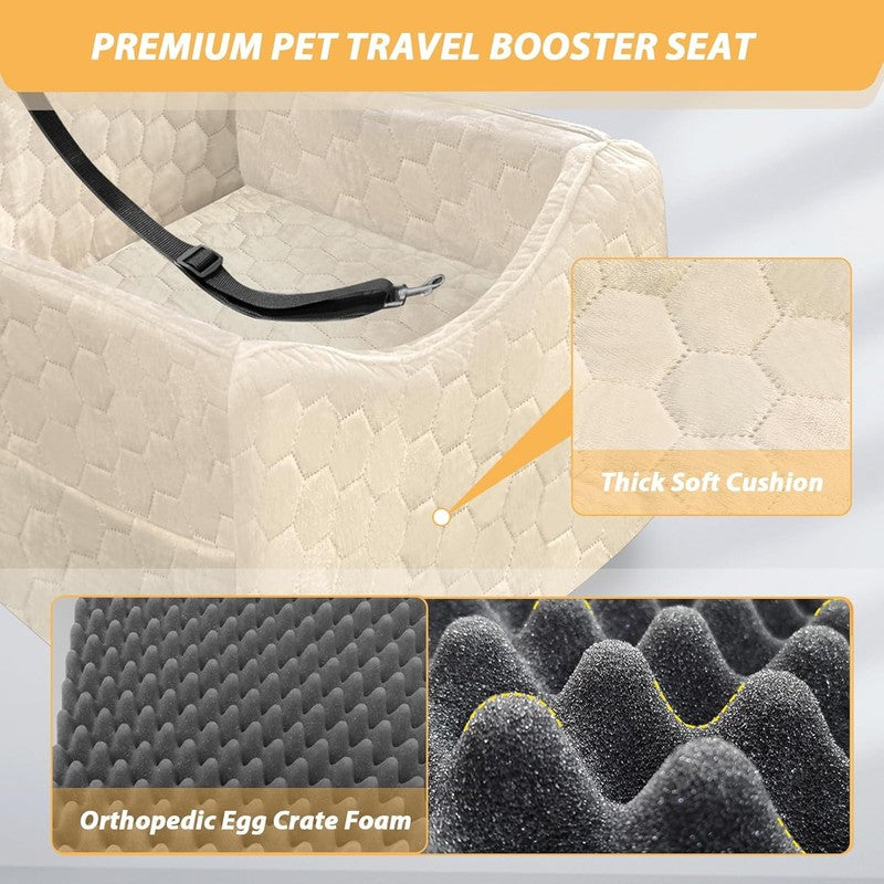 Dog Car Seat Small/Medium Dogs up to 35lbs Memory Foam Washable Cover White4