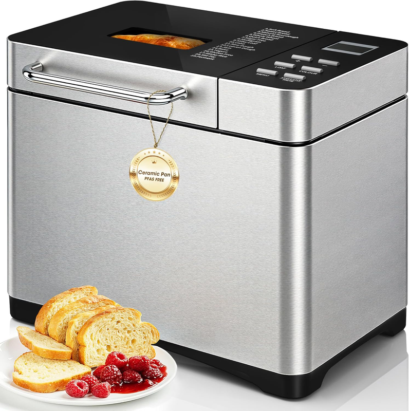 2LB Bread Maker 19-in-1 w/ Fruit Nut Dispenser Stainless Steel8