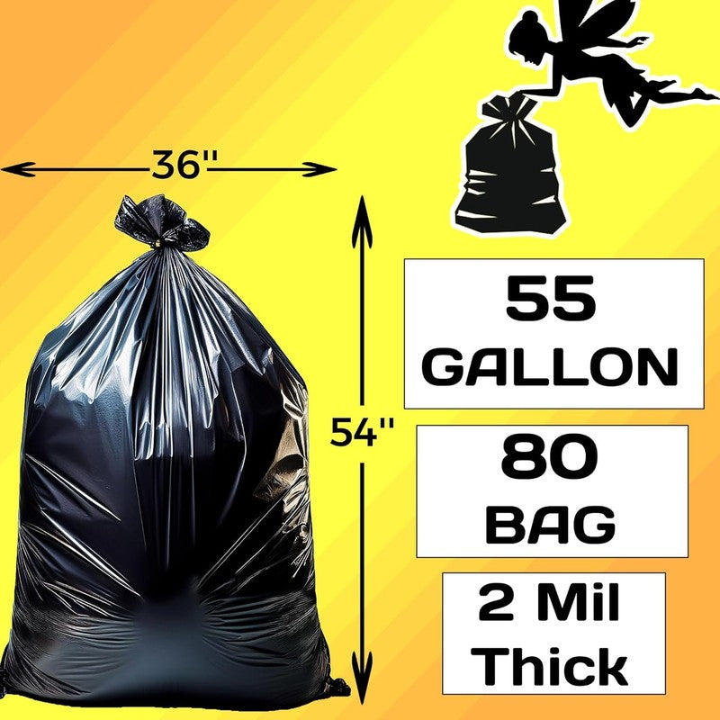 55 Gallon Heavy Duty Contractor Bags 2 Mil 80-Pack Yard Waste Trash Bags4