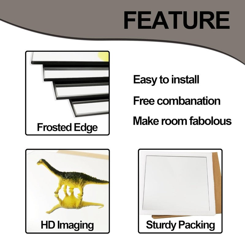 Home Gym Mirror Tiles, 12 Pcs Large Glass Wall Mirrors 16x12 for Gym Garage Room4