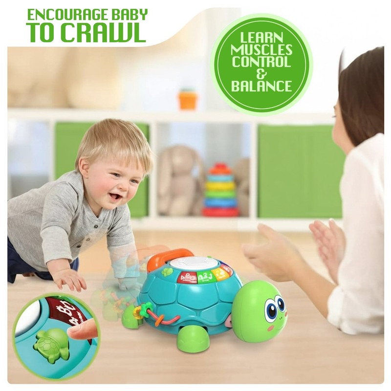 Baby Turtle Toys , Tummy Time Toy for 12 18 Months, Musical Crawling Toys with L2