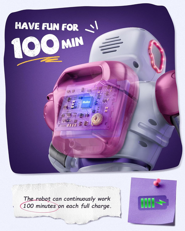 Pink Smart RC Robot Toy for Kids Programmable Voice App Control STEM6