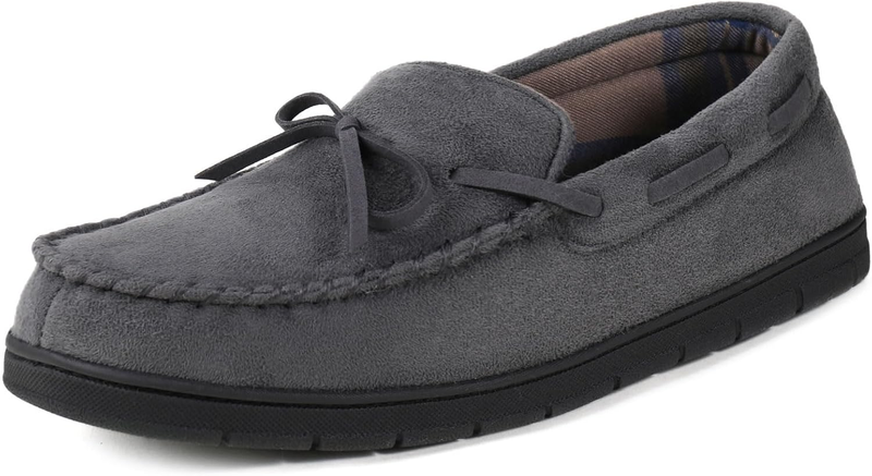 Mens Moccasin Slippers Memory Foam Indoor Outdoor Anti Slip House Shoes0