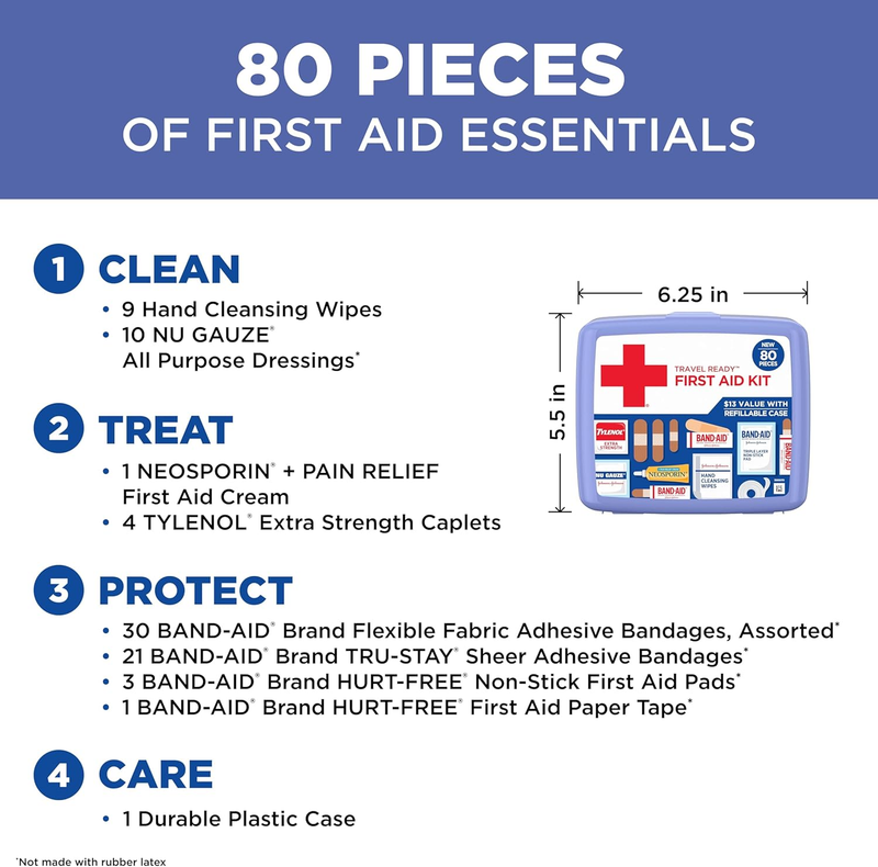 BAND AID Travel Ready First Aid Kit 80 Piece Home Car Camping Emergency3