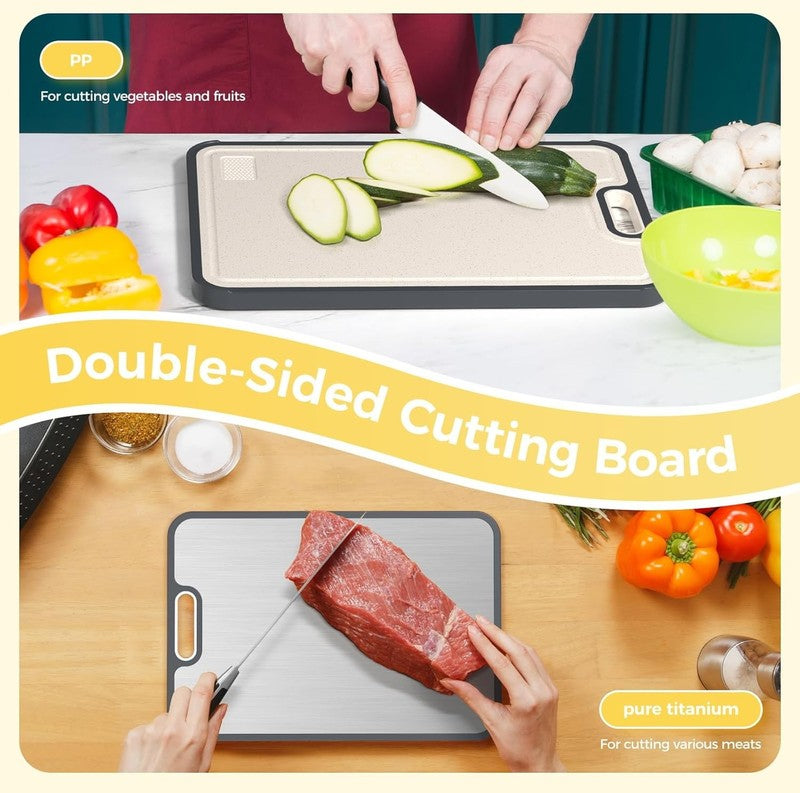 Titanium Cutting Board for Kitchen, Cutting Board Double Sided Food Grade, Pure 3