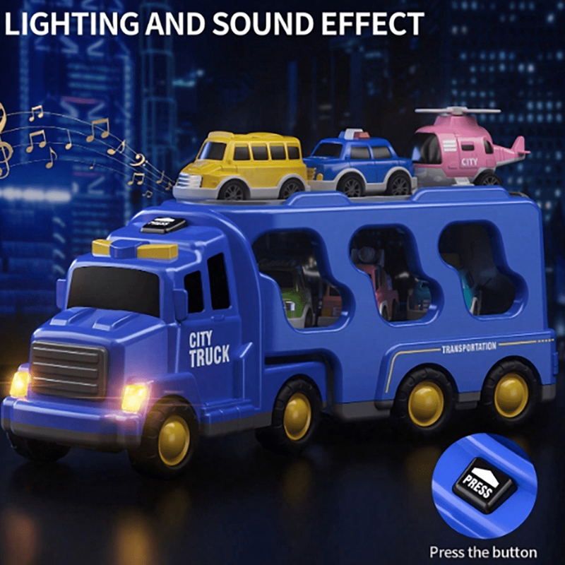 Toddler Storage  Big Truck Toys for Kids Baby Big Inertia Car Toys with 6 Car fo5