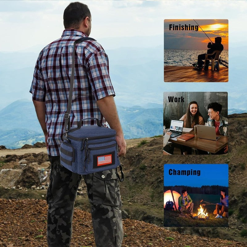 Tactical Lunch Box MOLLE Insulated Leakproof Cooler Bag Blue1
