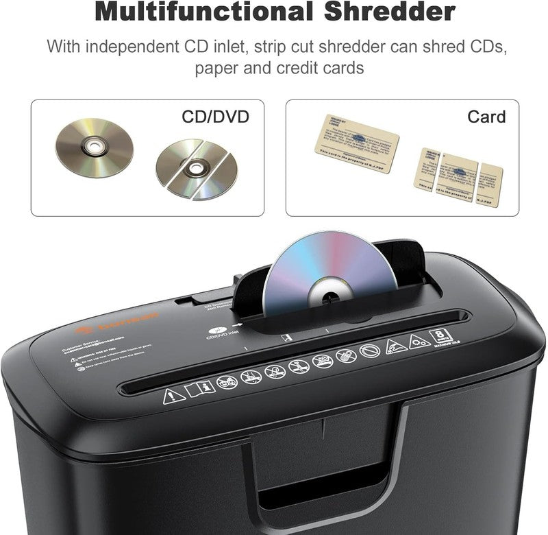 8 Sheet Strip Cut Paper Shredder Home Office CD/Credit Card Overheat Protection2