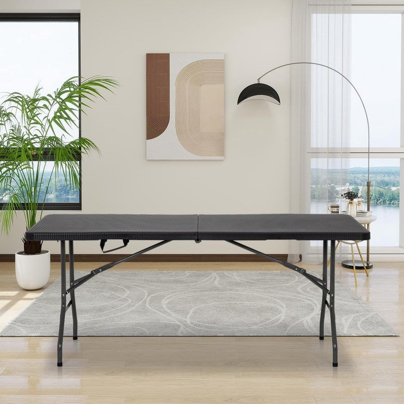 6Ft Folding Tables,Plastic Resin Table with Collapsible Alloy Steel Frame,Plasti7