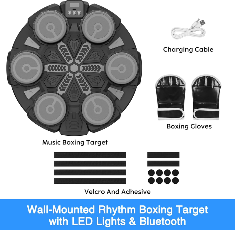 Wall Mounted Music Boxing Machine Bluetooth Punching Pad Kids Adults6