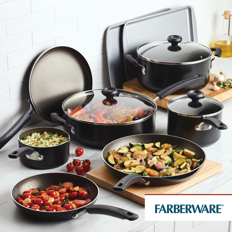 22Pc Nonstick Cookware Set Easy Clean Dishwasher Safe Black1