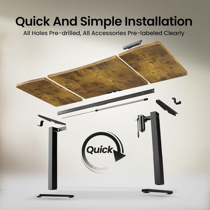 63x28 Electric Standing Desk Sit Stand Home Office Computer Table Brown3