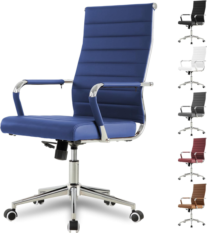 Navy Blue Executive Office Chair Ergonomic Leather Swivel Adjustable11