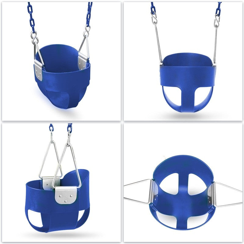 Baby Swing High Back Toddler Bucket Seat w/ Coated Chains & Carabiner, Blue6