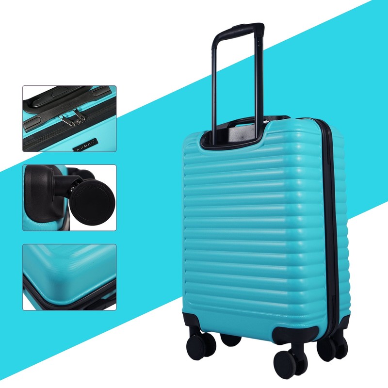 20" Underseat Hard-Sided Carry-On Luggage, Spinner Wheels, Abs,Light Blue5