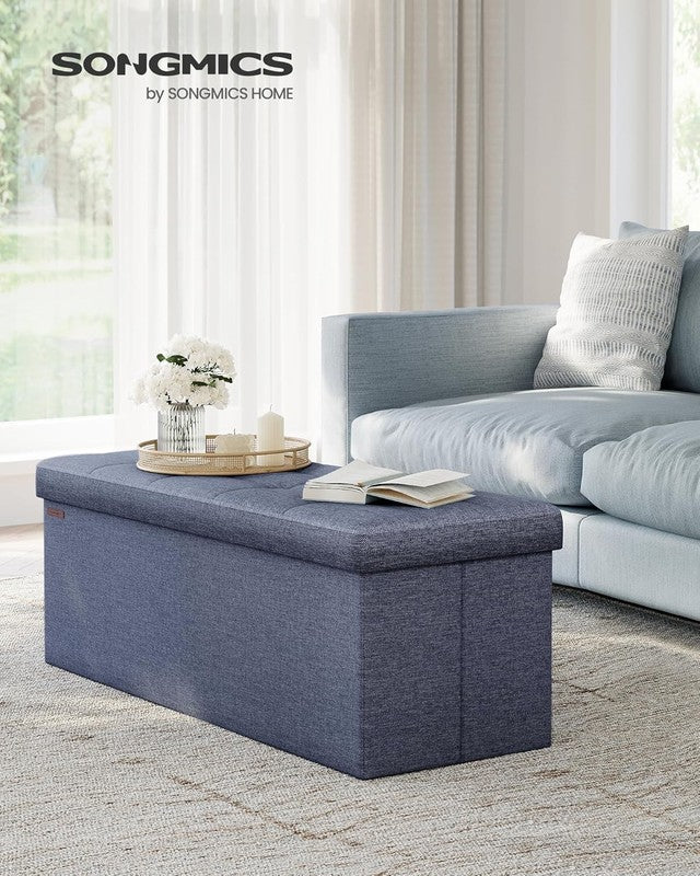 43'' Folding Storage Ottoman Bench Foot Rest Bedroom Living Room Misty Blue1