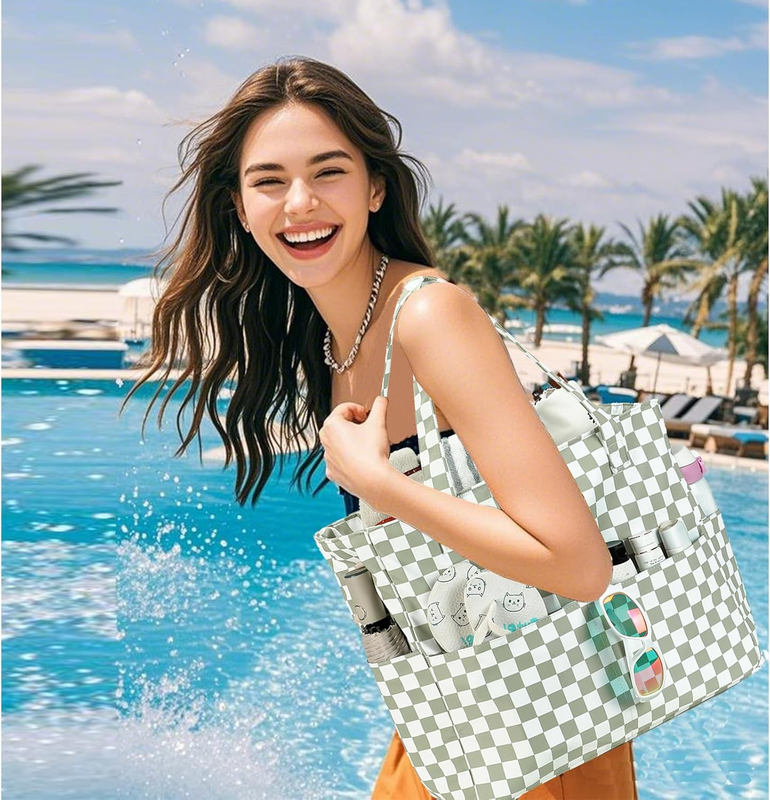 Large Beach Tote Bag Waterproof Women Swim Gym Grocery Travel Bag1