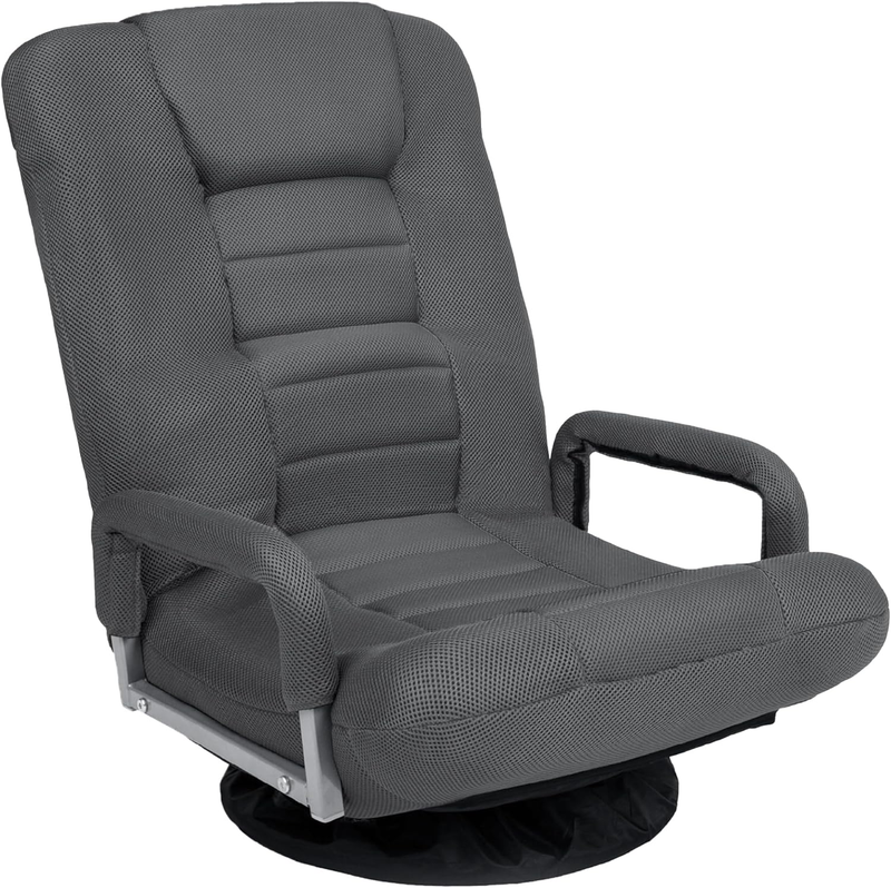 Gaming Floor Rocker Chair 360° Swivel, Lumbar Support, Dark Gray10