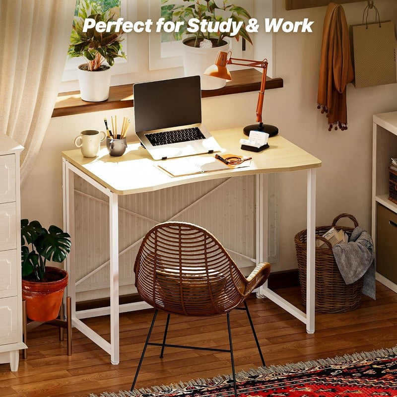 31.5" Folding Desk Oak   Small Space, Home Office, Easy Fold, Compact Design7