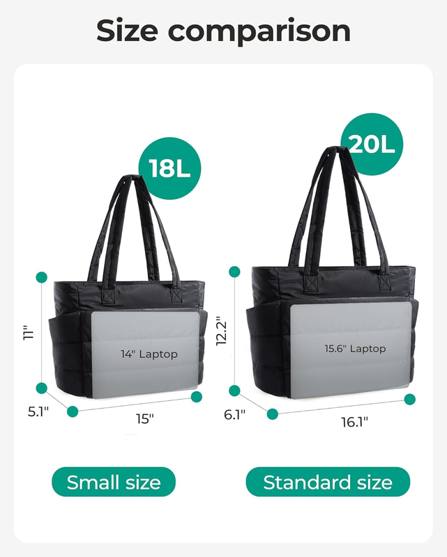 Women's Lightweight Puffy Tote Bag with Compartments Travel Work Gym2
