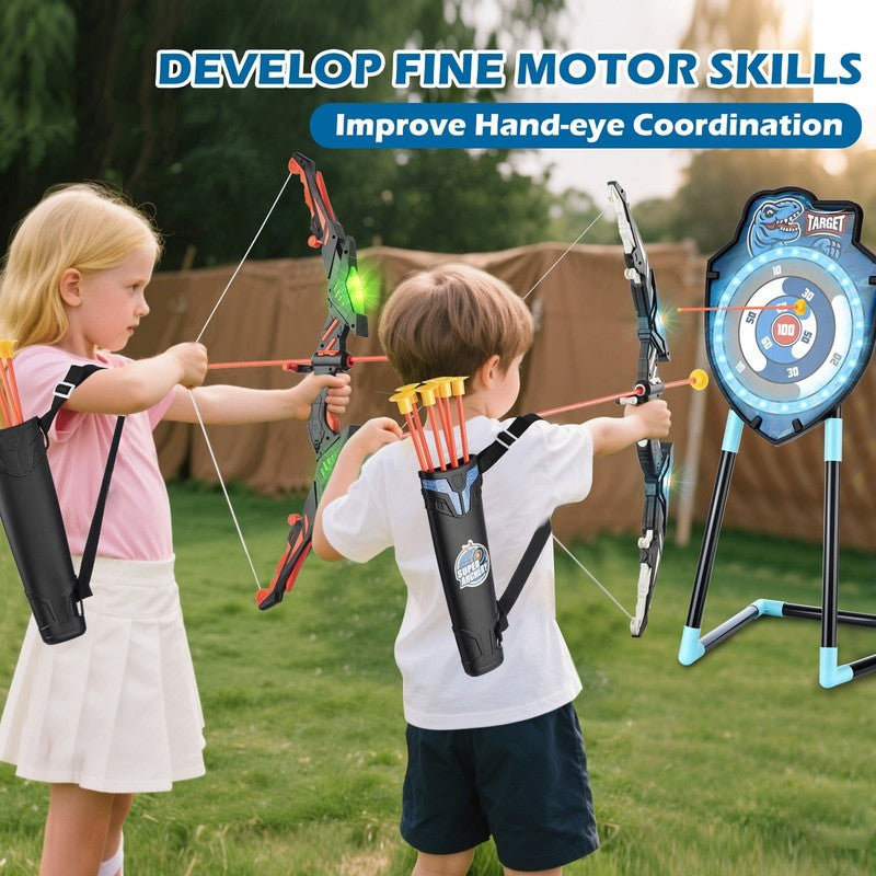 LED Standing Target Archery Set with Bow & Arrows for Kids 4 12 Years Old, Outdo6