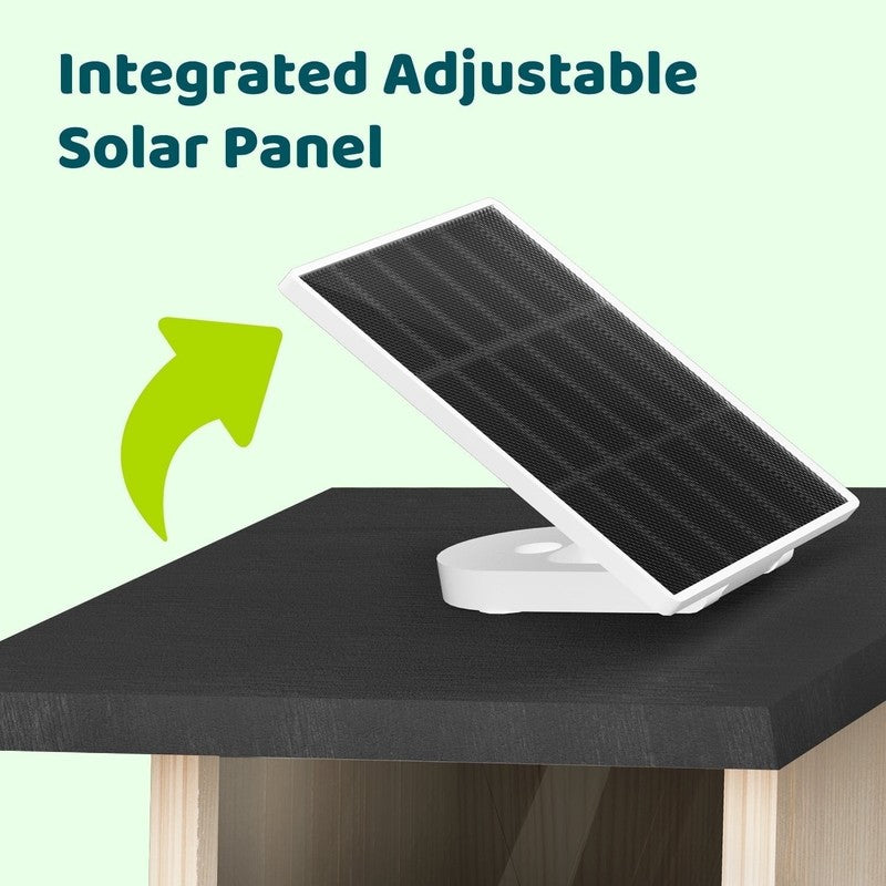 Smart Bird Feeder w Camera Solar Panel AI ID 6000+ Species Wooden Ebony7