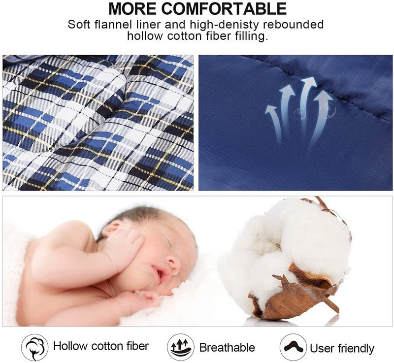 Cotton Flannel Sleeping Bag for Camping Backpacking,4 Season Adults Cold Weather4
