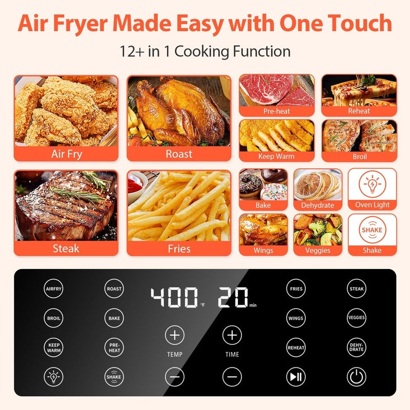Large 5.8QT Air Fryer | Digital 12 in 1, Shake Reminder, Flavor Lock, Green10