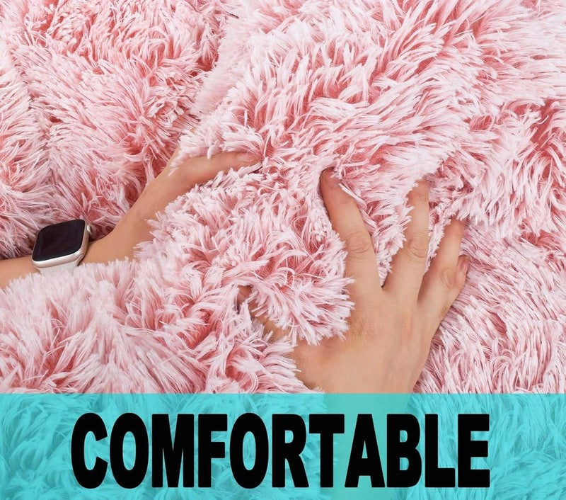 Fluffy Bean Bag Chair for Kids 2.5FT Memory Foam Faux Fur Pink3