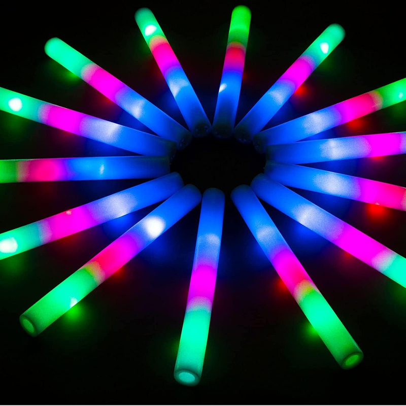 28PCS LED Foam Glow Sticks, Foam Light up Sticks Bulk Party Pack with 3 Modes Co0