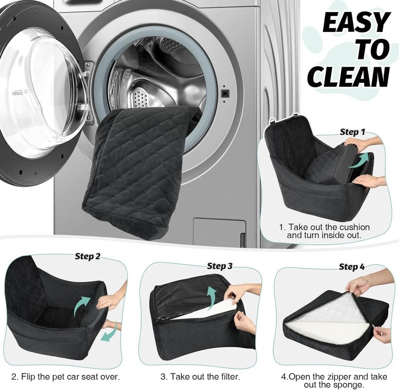 Dog Car Seat up to 35lbs Washable Memory Foam Anti Slip Black Medium4