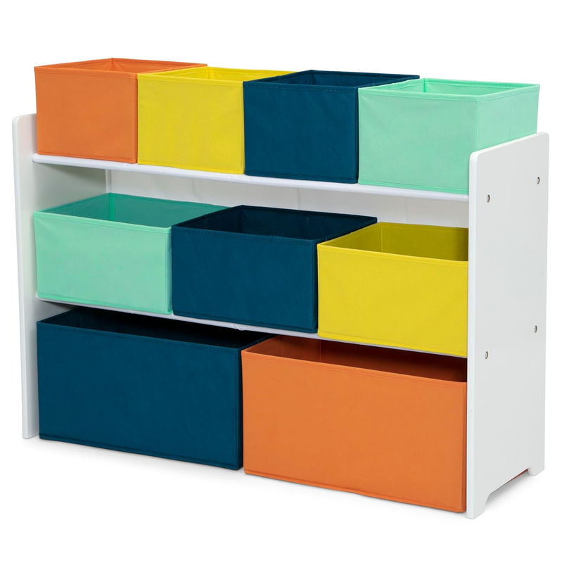 Deluxe Multi Bin Toy Organizer w/ Storage Bins Greenguard Gold White Navy/Green10